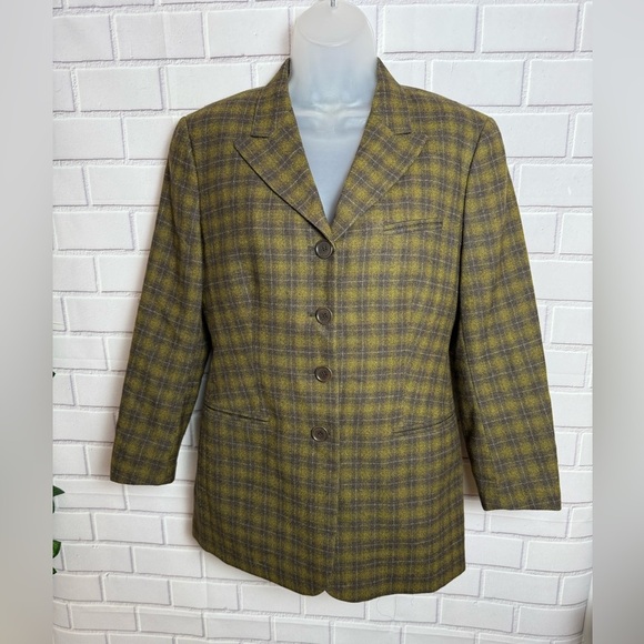 Valentino Yellow and Gray Blazer with Notched Lapels - Picture 6 of 11